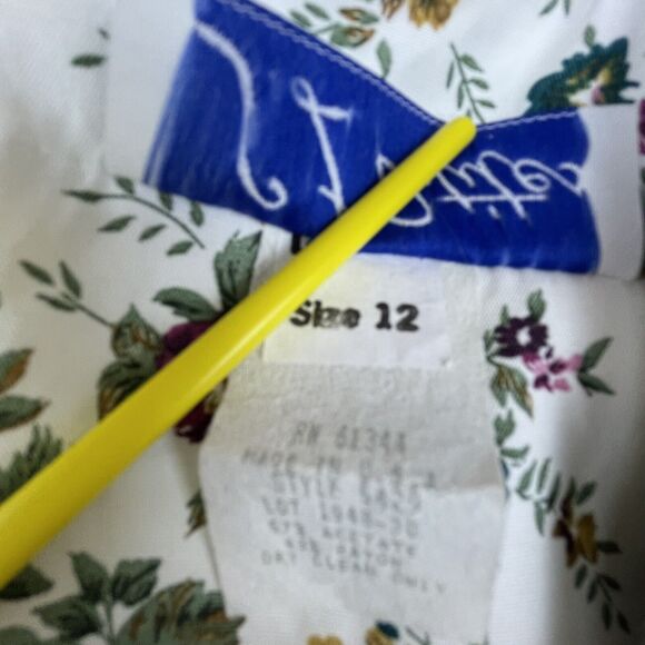 Vintage S L Petites Dress Womens 12 Floral Lace Prairie Cottage Farm Secretary - Picture 7 of 7